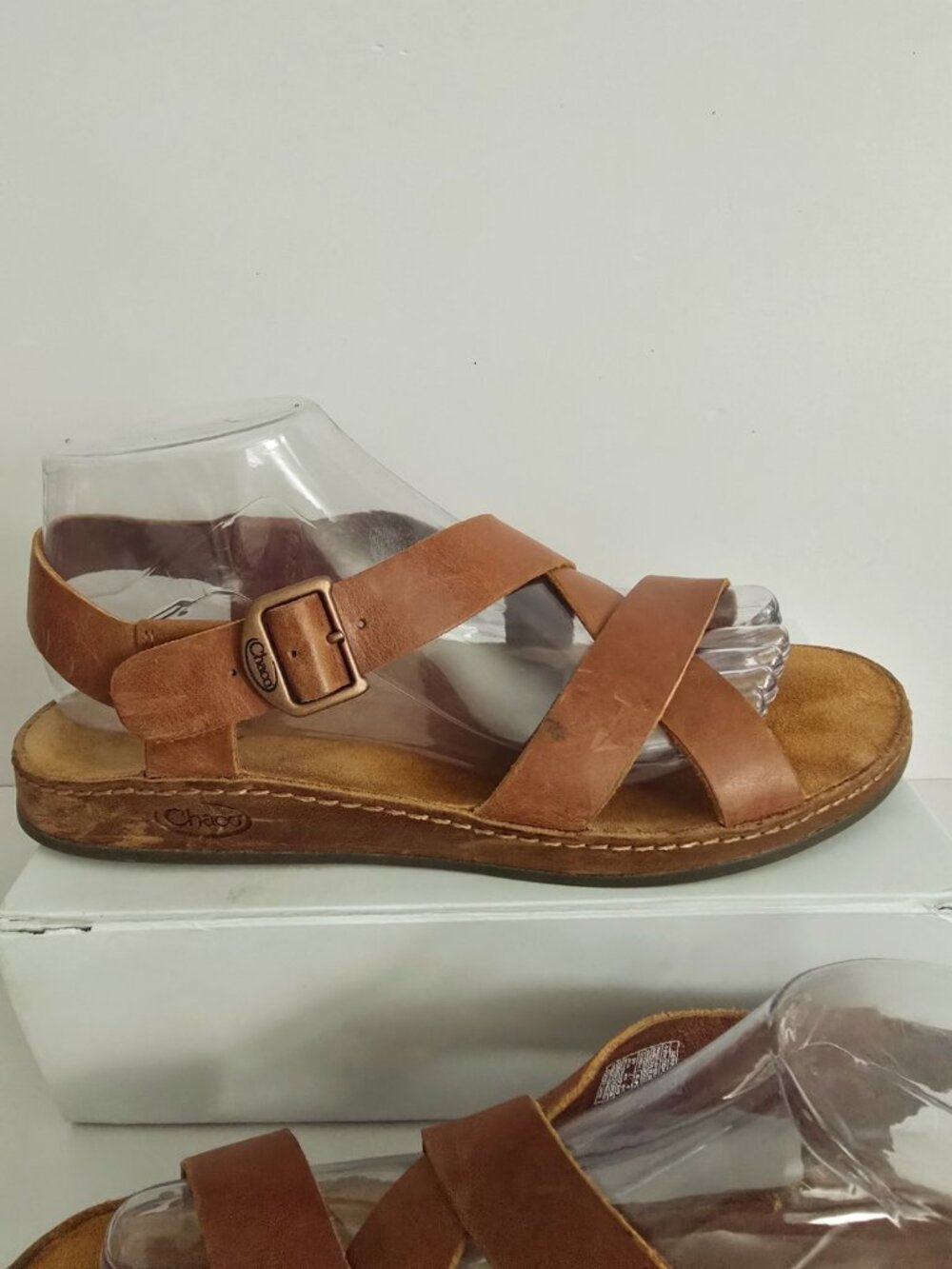 Chaco Wayfarer Strappy Sandals 9 Womens Buckle Rust Brown Leather Shoes Open Toe - Picture 4 of 13